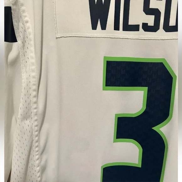 Nike NFL Players Seattle Seahawks Wilson 3 On Field Away Jersey White Size XXL - Picture 4 of 8